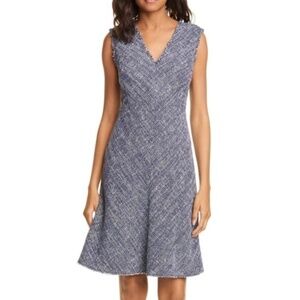 REBECCA TAYLOR Blue Sleeveless Tweed Dress Size 12